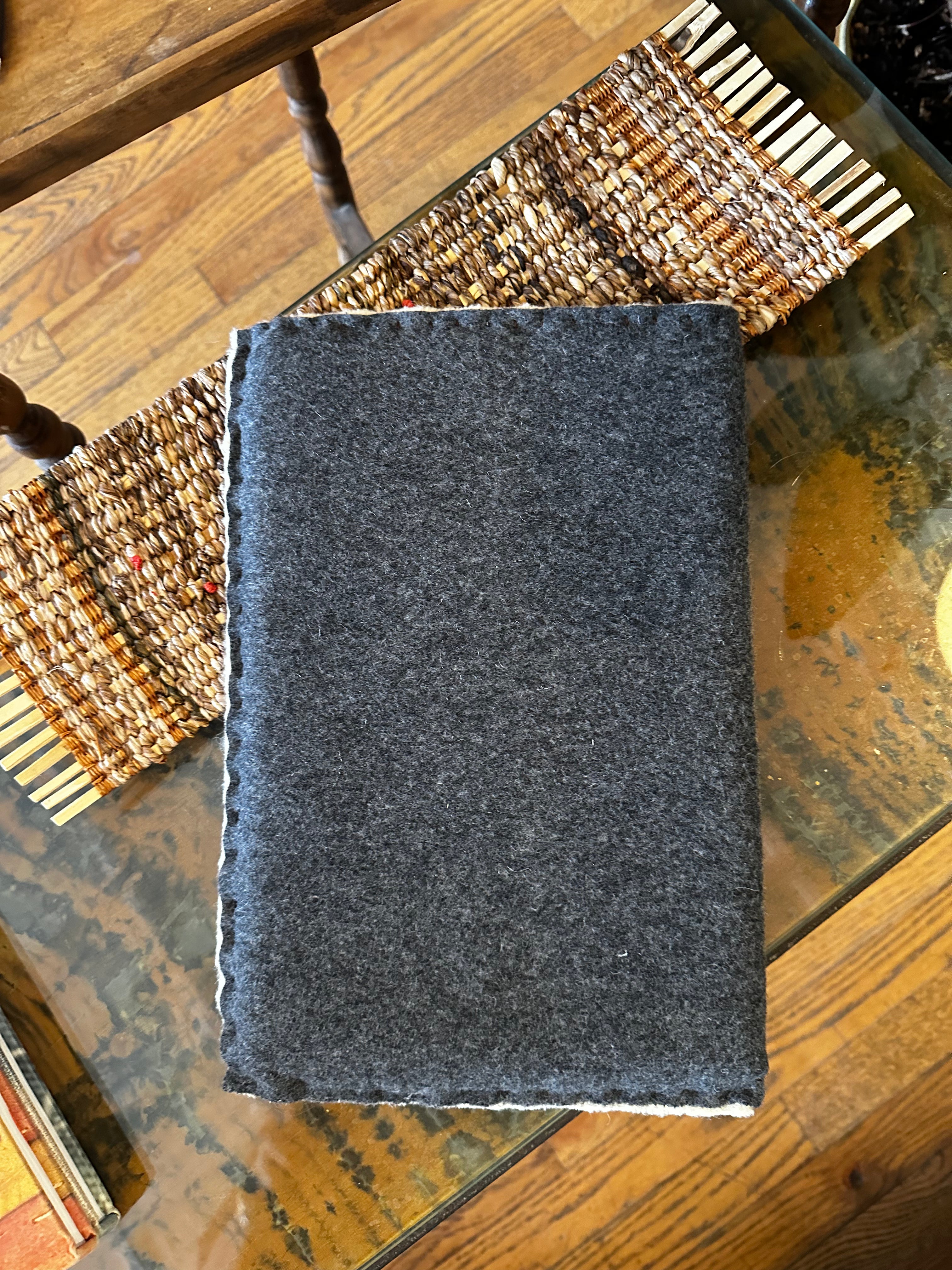 Slow-stitched Penny-rug Wool Tablet Case