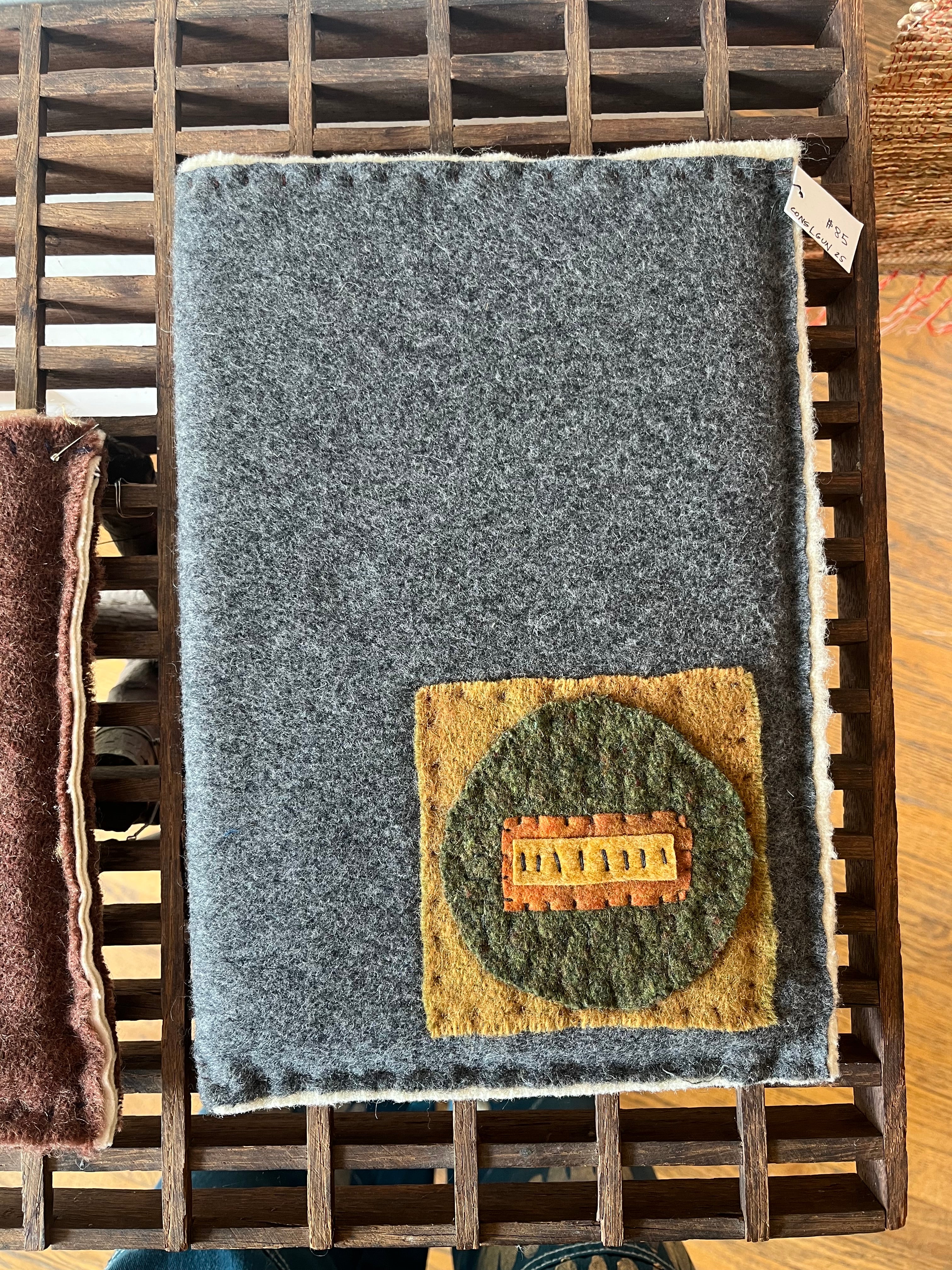 Slow-stitched Penny-rug Wool Tablet Case